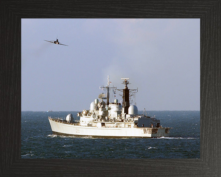 HMS Manchester (D95) Photo Print - Port Quarter View - Royal Navy Type 42 Destroyer Hampshire Prints 10 x 8 Black Frame No