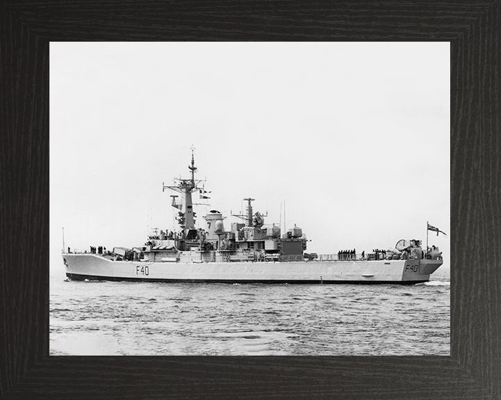 HMS Sirius (F40) Photo Print - Leaving Portsmouth 1987 - Royal Navy Leander Class Frigate Posters, Prints, & Visual Artwork Hampshire Prints 10 x 8 Black Frame No