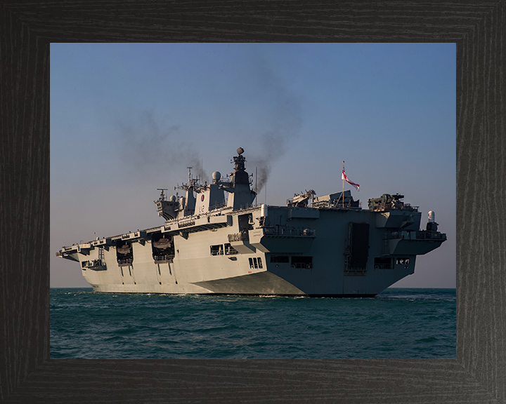 HMS Ocean (L12) Photo Print - At Sea 2016 - Royal Navy Landing Platform Helicopter Hampshire Prints 10 x 8 Black Frame No