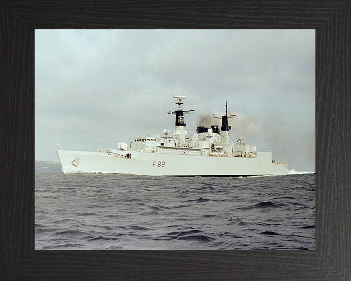HMS Broadsword (F88) Royal Navy Type 22 Frigate Underway Port Side View Photo Print Wall Art Decor Posters, Prints, & Visual Artwork Hampshire Prints 10 x 8 Black Frame No