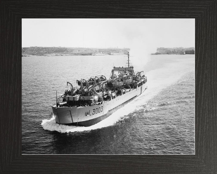 HMS Anzio (L3003) Royal Navy Tank Landing Craft Port Bow View Warship Photo Print Wall Art Decor Posters, Prints, & Visual Artwork Hampshire Prints 10 x 8 Black Frame No