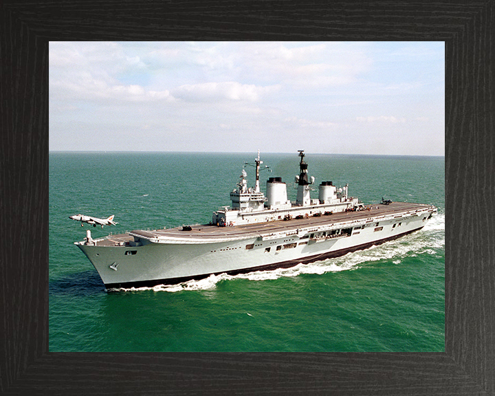 HMS Ark Royal (R07) Royal Navy Invincible Class Aircraft Carrier Harrier Takeoff Photo Print Wall Art Decor Posters, Prints, & Visual Artwork Hampshire Prints 10 x 8 Black Frame No