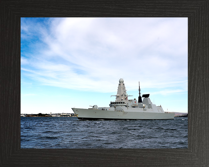 HMS Duncan (D37) Royal Navy Type 45 Destroyer Underway Port Beam View Photo Print Wall Art Decor Posters, Prints, & Visual Artwork Hampshire Prints 10 x 8 Black Frame No