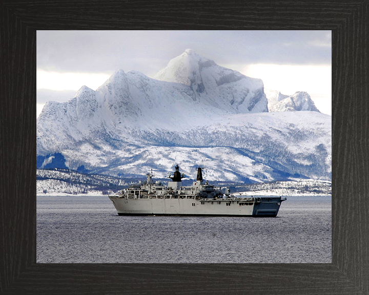 HMS Albion (L14) Photo Print - Norway 2008 - Royal Navy Albion Class Amphibious Ship Hampshire Prints 10 x 8 Black Frame No