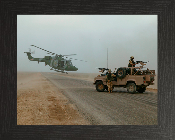 Army Air Corps Lynx Helicopter Basra Photo Print - British Army Hampshire Prints 10 x 8 Black Frame No