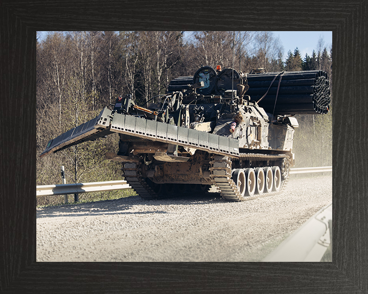 Terrier Armoured Digger Photo Print - British Army Vehicle Hampshire Prints 10 x 8 Black Frame No