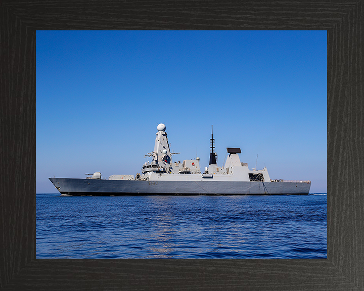 HMS Duncan (D37) Royal Navy Type 45 Destroyer Port Beam View Photo Print Wall Art Decor Posters, Prints, & Visual Artwork Hampshire Prints 10 x 8 Black Frame No