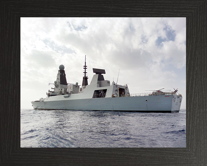 HMS Duncan (D37) Royal Navy Type 45 Destroyer With Helicopter on Deck Photo Print Wall Art Decor Posters, Prints, & Visual Artwork Hampshire Prints 10 x 8 Black Frame No