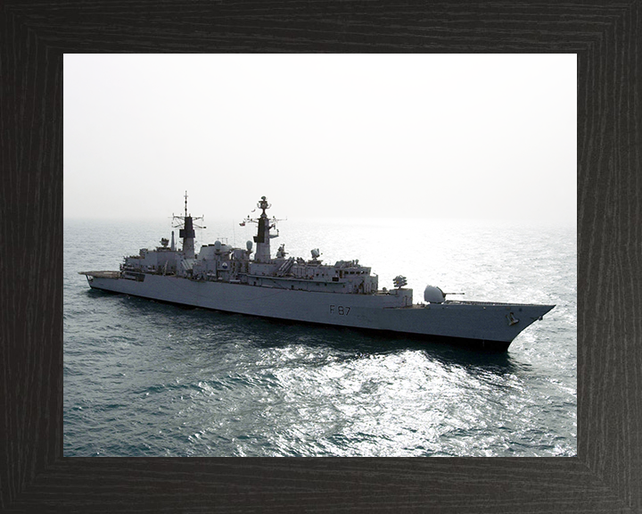 HMS Chatham (F87) Royal Navy Type 22 Frigate At Sunset Photo Print Wall Art Decor Posters, Prints, & Visual Artwork Hampshire Prints 10 x 8 Black Frame No