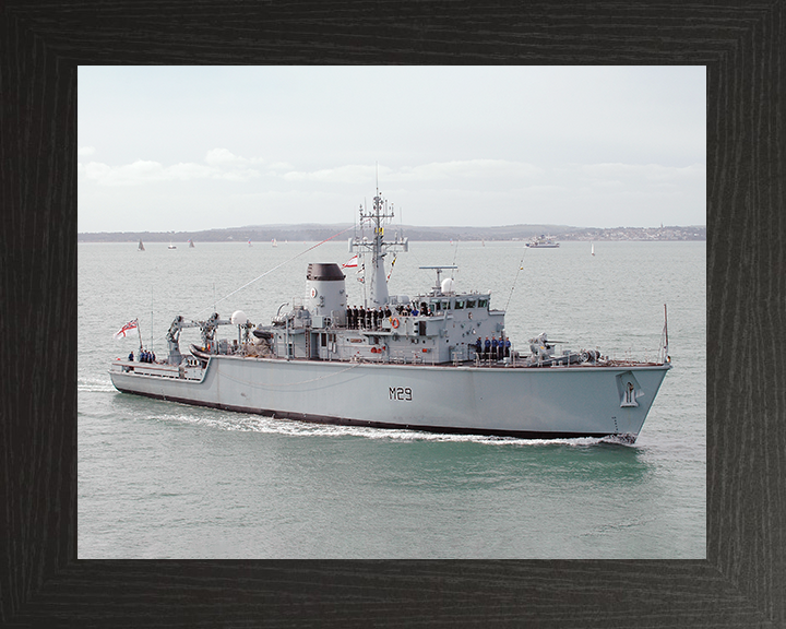 HMS Brecon (M29) Royal Navy Hunt Class Mine Warfare Vessel Portsmouth Photo Print Wall Art Decor Posters, Prints, & Visual Artwork Hampshire Prints 10 x 8 Black Frame No