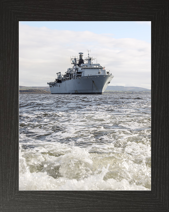 HMS Albion (L14) Royal Navy Albion Class Amphibious Ship Low Starboard Bow View Photo Print Wall Art Naval Decor Posters, Prints, & Visual Artwork Hampshire Prints 10 x 8 Black Frame No