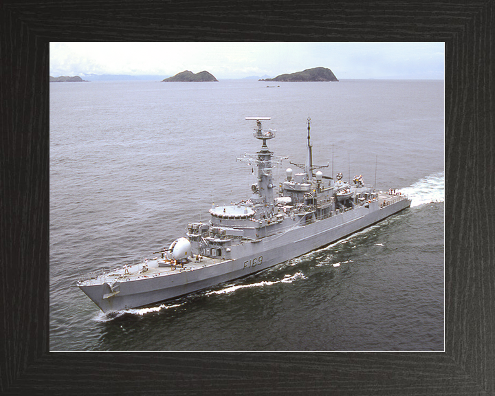 HMS Amazon (F169) Royal Navy Type 21 Frigate High Starboard Bow View Photo Print Wall Art Decor Posters, Prints, & Visual Artwork Hampshire Prints 10 x 8 Black Frame No