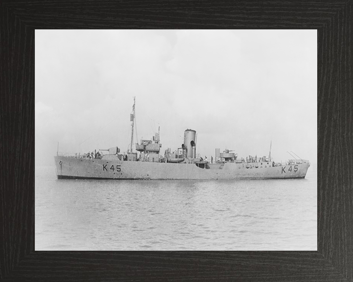 HMS Convolvulus (K45) Royal Navy Flower Class Corvette Port Side View Photo Print Wall Art Naval Decor Posters, Prints, & Visual Artwork Hampshire Prints 10 x 8 Black Frame No