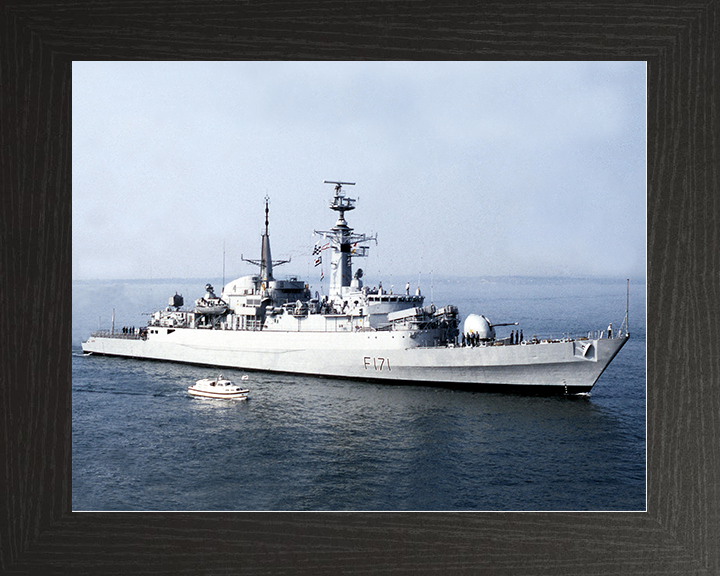 HMS Active (F171) Royal Navy Type 21 Frigate Photo Print Entering Harbour Warship Wall Art Posters, Prints, & Visual Artwork Hampshire Prints 10 x 8 Black Frame No