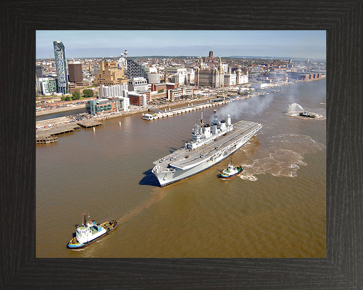 HMS Ark Royal (R07) Royal Navy Invincible Class Aircraft Carrier Departs Liverpool 2008 Photo Print Wall Art Decor Posters, Prints, & Visual Artwork Hampshire Prints 10 x 8 Black Frame No