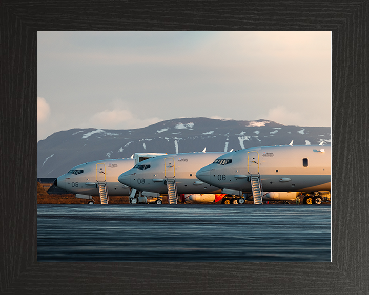 RAF Poseidon MRA1 (P8A) parked on the apron Royal Air Force Aircraft Photo Print Wall Art Aviation Decor UK Posters, Prints, & Visual Artwork Hampshire Prints 10 x 8 Black Frame No