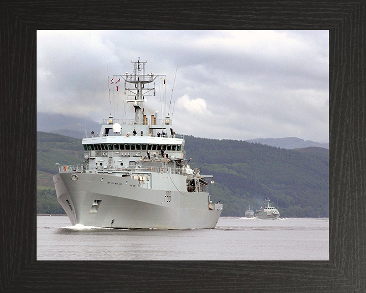 HMS Enterprise (H88) Photo Print - Faslane 2005 - Royal Navy Hydrographic Survey Vessel Hampshire Prints 10 x 8 Black Frame No