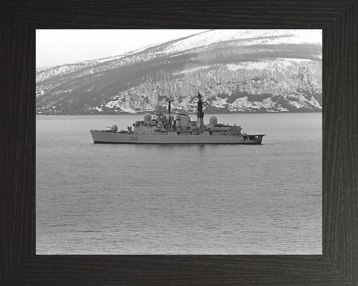 HMS Exeter (D89) Photo Print - Trondheim Fjord - Royal Navy Type 42 Destroyer Hampshire Prints 10 x 8 Black Frame No
