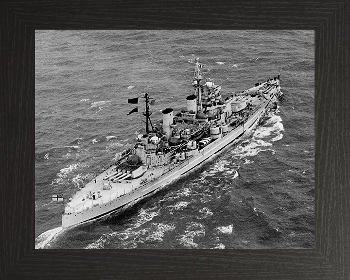 HMS Anson (79) Photo Print - at Sea 1949 - Royal Navy King George V Class Battleship Posters, Prints, & Visual Artwork Hampshire Prints 10 x 8 Black Frame No
