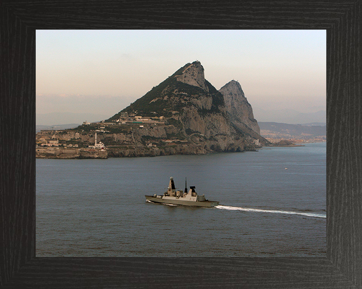 HMS Defender (D36) Photo Print - Gibraltar 2015 - Royal Navy Type 45 Destroyer Hampshire Prints 10 x 8 Black Frame No