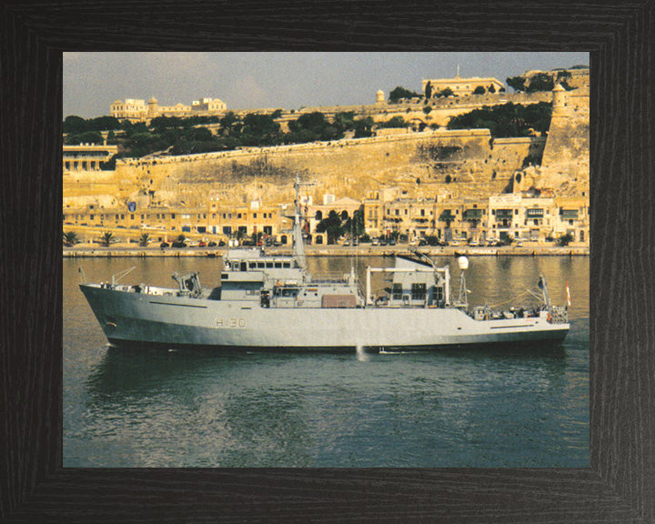 HMS Roebuck (H130) Photo Print - Valletta Malta - Royal Navy Coastal Survey Vessel Hampshire Prints 10 x 8 Black Frame No