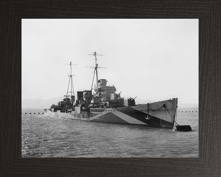 HMS Delhi (D47) Photo Print - At A Buoy 1942 - Royal Navy Danae Class Cruiser Hampshire Prints 10 x 8 Black Frame No
