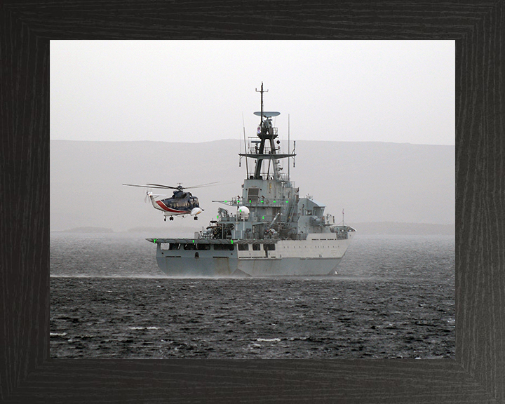 HMS Clyde (P257) Photo Print - With Helicopter 2014 - Royal Navy River Class Patrol Vessel Posters, Prints, & Visual Artwork Hampshire Prints 10 x 8 Black Frame No