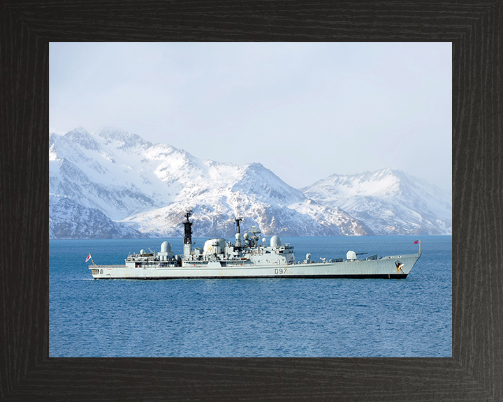 HMS Edinburgh (D97) Photo Print - South Georgia 2011 - Royal Navy Type 42 Destroyer Hampshire Prints 10 x 8 Black Frame No