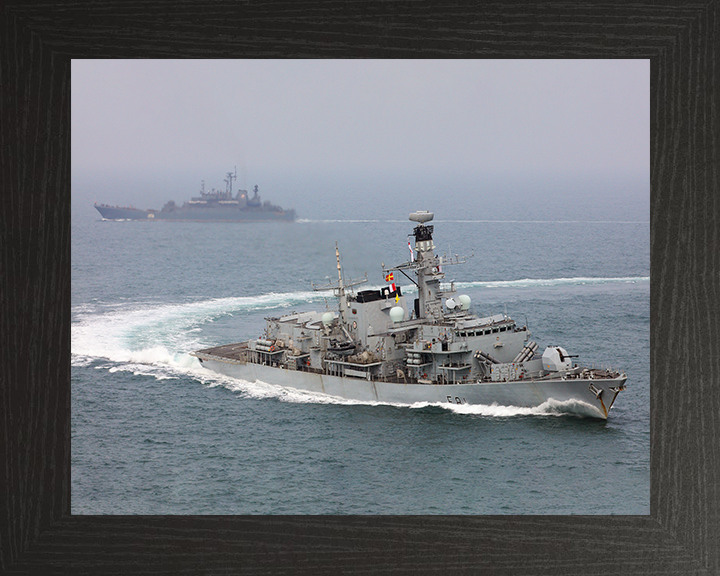 HMS Sutherland (F81) Photo Print - With Russian Warship 2016 - Royal Navy Type 23 Frigate Hampshire Prints 10 x 8 Black Frame No