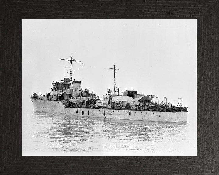 HMS Albrighton (L12) Royal Navy Hunt Class Destroyer Port Side View Photo Print Wall Art Naval Decor Posters, Prints, & Visual Artwork Hampshire Prints 10 x 8 Black Frame No