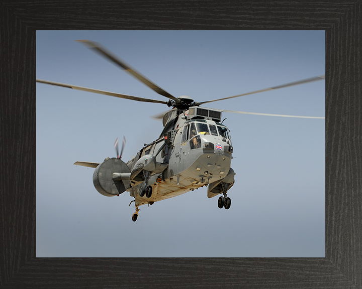 Sea King Helicopter Flying Over Afghanistan 2011 Photo Print - Royal Navy Aircraft Posters, Prints, & Visual Artwork Hampshire Prints 10 x 8 Black Frame No
