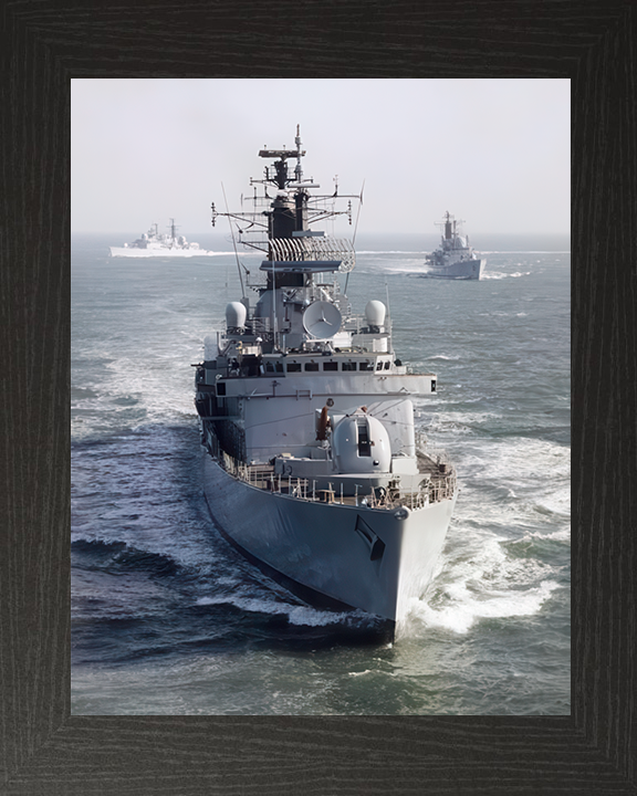 HMS Birmingham (D86) Royal Navy Type 42 Destroyer Bow View Photo Print Wall Art Decor Posters, Prints, & Visual Artwork Hampshire Prints 10 x 8 Black Frame No