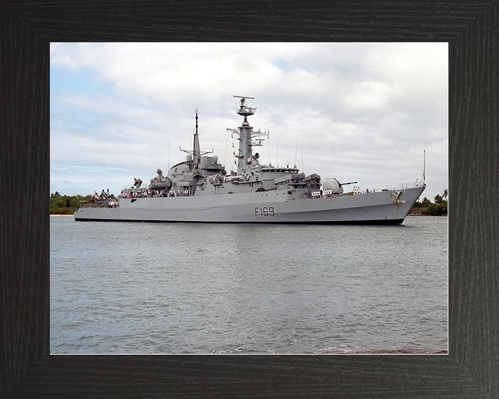 HMS Amazon (F169) Royal Navy Type 21 Frigate Entering Pearl Harbour Photo Print Wall Art Decor Posters, Prints, & Visual Artwork Hampshire Prints 10 x 8 Black Frame No