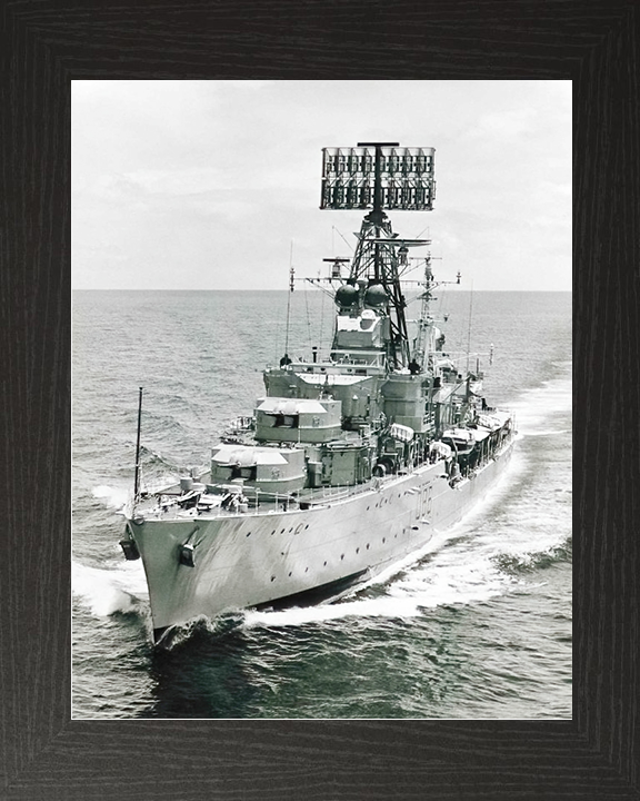 HMS Agincourt (D86) Royal Navy Battle Class Destroyer Photo Print Port Bow View Warship Wall Art Posters, Prints, & Visual Artwork Hampshire Prints 10 x 8 Black Frame No