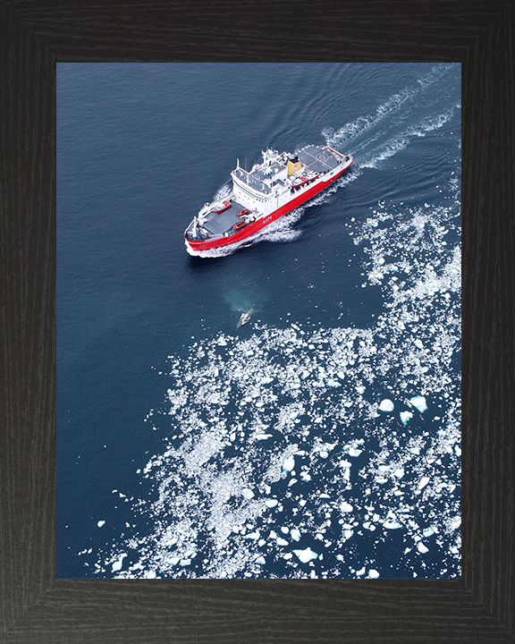 HMS Endurance (A171) Photo Print - Antarctic Ice Fields 2005 - Royal Navy Ice Breaker Patrol Ship Hampshire Prints 10 x 8 Black Frame No