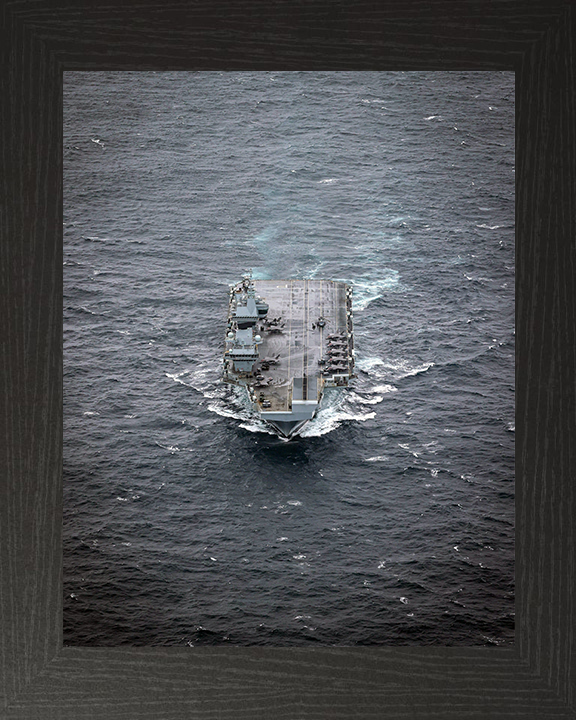 HMS Prince of Wales (R09) Photo Print - Bow View 2025 - Royal Navy Queen Elizabeth Class Aircraft Carrier Hampshire Prints 10 x 8 Black Frame No