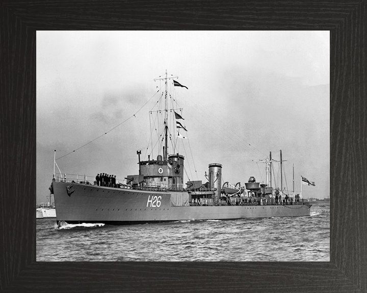 HMS Sardonyx (H26) Photo Print - At at sea 1933 - Royal Navy S Class Destroyer Posters, Prints, & Visual Artwork Hampshire Prints 10 x 8 Black Frame No