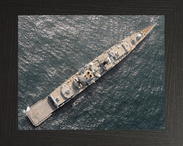 HMS Cumberland (F85) Royal Navy Type 22 Frigate From Above Photo Print Wall Art Decor Posters, Prints, & Visual Artwork Hampshire Prints 10 x 8 Black Frame No
