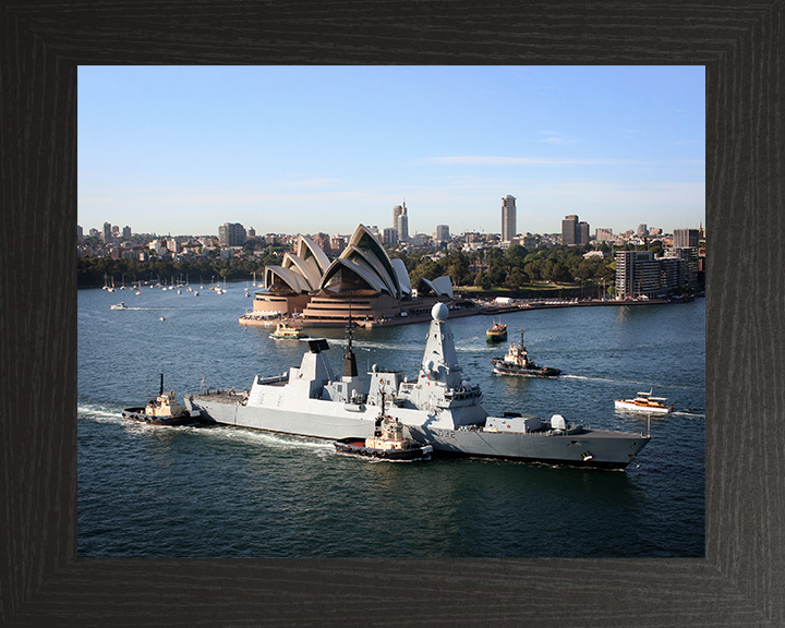 HMS Daring (D32) Royal Navy Type 45 Destroyer Sydney Opera House 2013 Photo Print Wall Art Decor Posters, Prints, & Visual Artwork Hampshire Prints 10 x 8 Black Frame No
