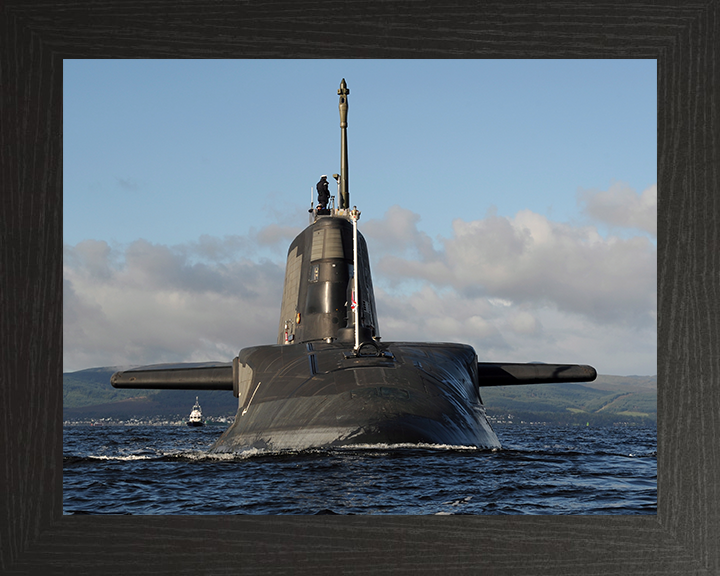 HMS Ambush (S120) Photo Print - Bow View 2012 - Royal Navy Astute Class Submarine Hampshire Prints 10 x 8 Black Frame No