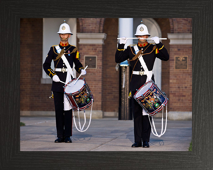 Royal Marines Band Service Drummers Photo Print Hampshire Prints 10 x 8 Black Frame No