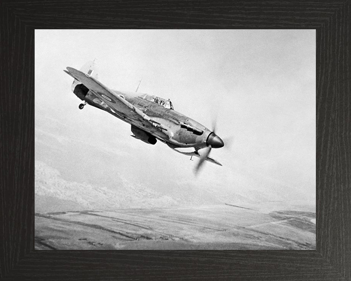 RAF Hawker Hurricane Mark IIC in Flight 1945 Photo Print - Royal Air Force Aircraft Posters, Prints, & Visual Artwork Hampshire Prints 10 x 8 Black Frame No
