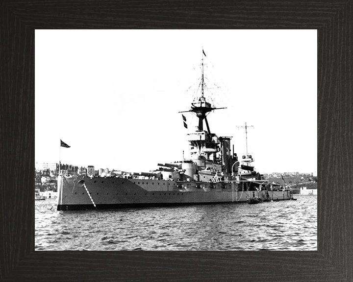 HMS Benbow (1913) Royal Navy Iron Duke Class Battleship At Anchor Photo Print Wall Art Decor Posters, Prints, & Visual Artwork Hampshire Prints 10 x 8 Black Frame No