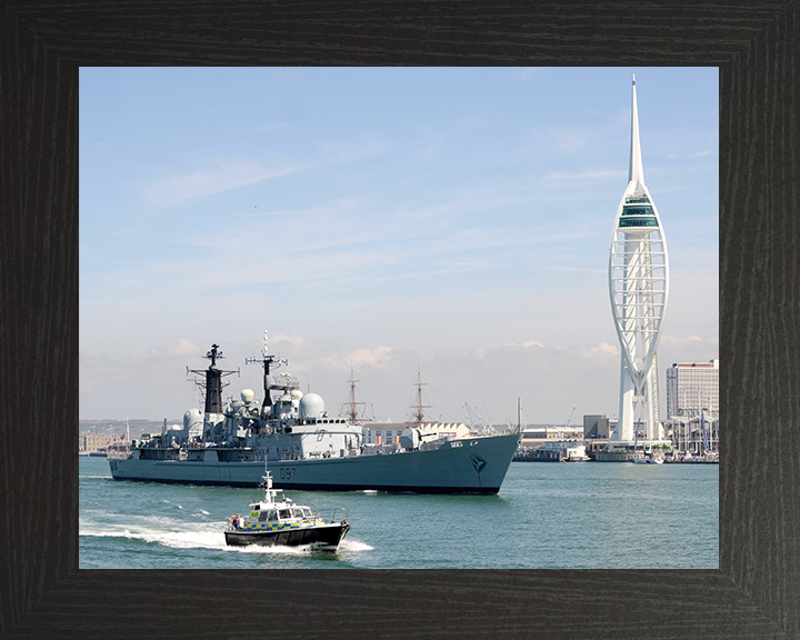 HMS Edinburgh (D97) Royal Navy Type 42 Destroyer Leaving Portsmouth Photo Print Wall Art Decor Posters, Prints, & Visual Artwork Hampshire Prints 10 x 8 Black Frame No