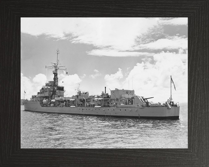 HMS Cheviot (R90) (D90) Royal Navy C Class Destroyer Port Side View Photo Print Wall Art Decor Posters, Prints, & Visual Artwork Hampshire Prints 10 x 8 Black Frame No