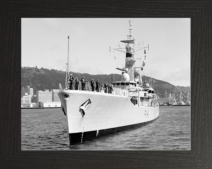 HMS Ajax (F114) Royal Navy Leander Class Frigate Photo Print Port Bow View Warship Wall Art Posters, Prints, & Visual Artwork Hampshire Prints 10 x 8 Black Frame No