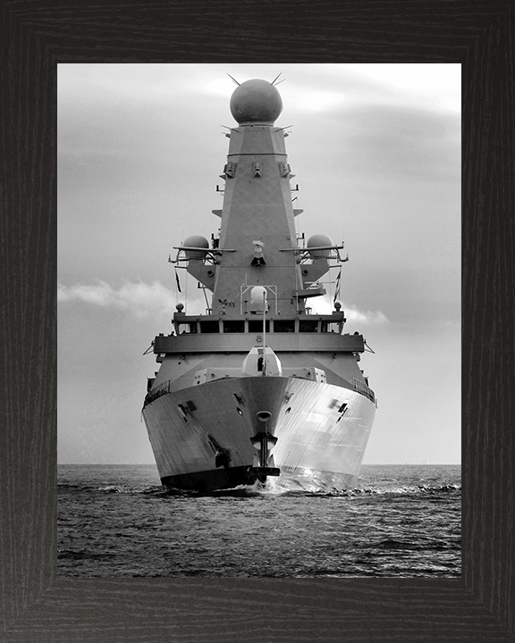 HMS Dauntless (D33) Royal Navy Type 45 Destroyer Bow View Black and White Photo Print Wall Art Decor Posters, Prints, & Visual Artwork Hampshire Prints 10 x 8 Black Frame No