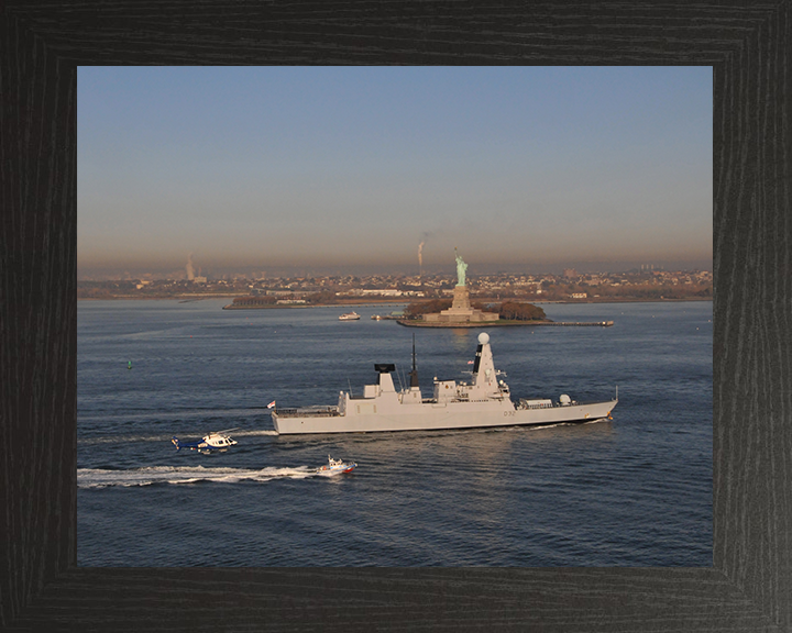 HMS Daring (D32) Royal Navy Type 45 Destroyer Entering New York 2010 Photo Print Wall Art Decor Posters, Prints, & Visual Artwork Hampshire Prints 10 x 8 Black Frame No