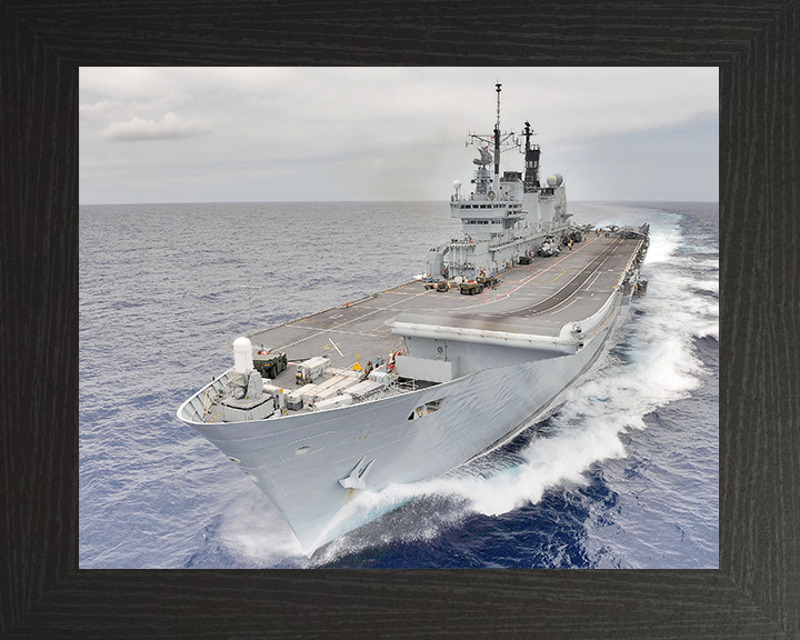 HMS Ark Royal (R07) Royal Navy Invincible Class Aircraft Carrier At Speed Photo Print Wall Art Decor Posters, Prints, & Visual Artwork Hampshire Prints 10 x 8 Black Frame No