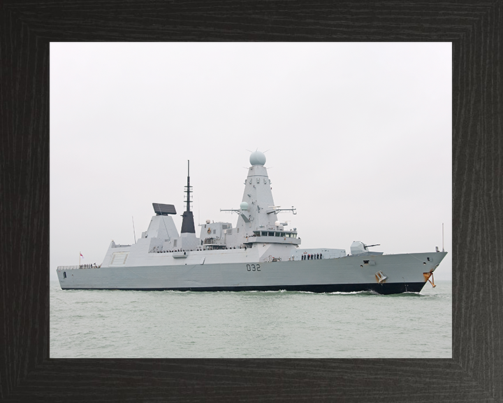 HMS Daring (D32) Royal Navy Type 45 Destroyer Entering Harbour Photo Print Wall Art Decor Posters, Prints, & Visual Artwork Hampshire Prints 10 x 8 Black Frame No